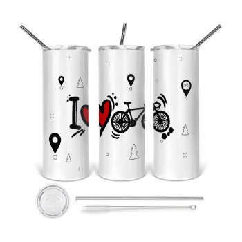 I love my bike, Tumbler stainless steel 600ml, with metal straw & cleaning brush