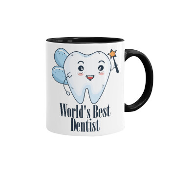 World's Best Dentist, Κούπα χρωματιστή μαύρη, κεραμική, 330ml