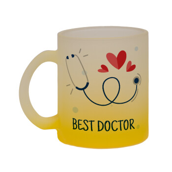 Best Doctor, Κούπα γυάλινη δίχρωμη με βάση το κίτρινο ματ, 330ml