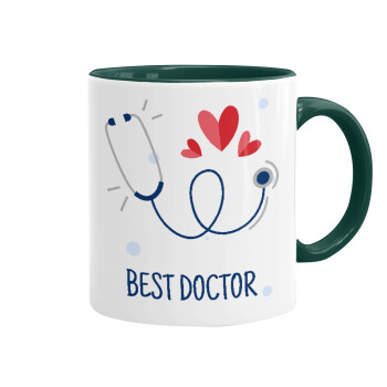 Best Doctor, Κούπα χρωματιστή πράσινη, κεραμική, 330ml