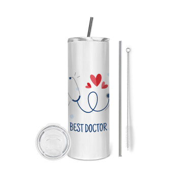Best Doctor, Eco friendly stainless steel tumbler 600ml, with metal straw & cleaning brush