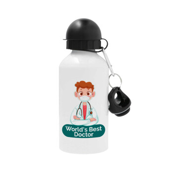 World's Best Doctor, Metal water bottle, White, aluminum 500ml