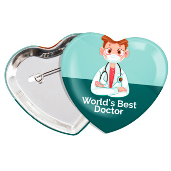 World's Best Doctor, Κονκάρδα παραμάνα καρδιά (57x52mm)