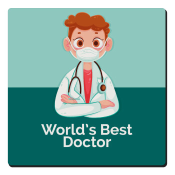 World's Best Doctor, Τετράγωνο μαγνητάκι ξύλινο 6x6cm