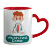 Mug heart red handle, ceramic, 330ml