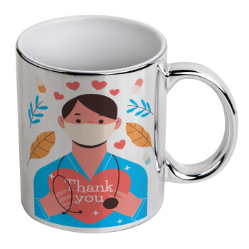 Doctor Thanks You, Mug ceramic, silver mirror, 330ml