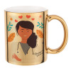 Mug ceramic, gold mirror, 330ml