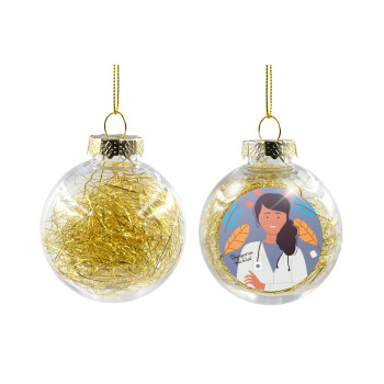 Doctor Thanks You, Transparent Christmas tree ball ornament with gold filling 8cm