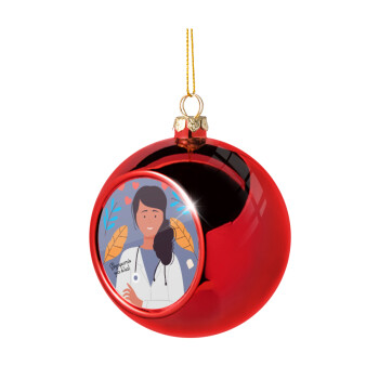 Doctor Thanks You, Χριστουγεννιάτικη μπάλα δένδρου Κόκκινη 8cm