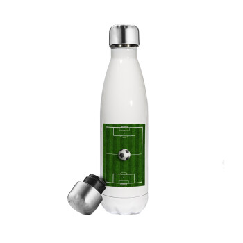 Soccer field, Γήπεδο ποδοσφαίρου, Metal mug thermos White (Stainless steel), double wall, 500ml