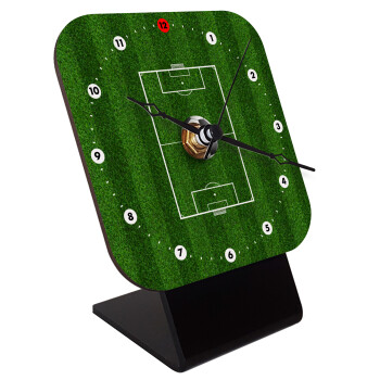 Soccer field, Γήπεδο ποδοσφαίρου, Quartz Wooden table clock with hands (10cm)