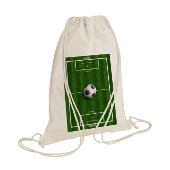 Soccer field, Γήπεδο ποδοσφαίρου, Backpack bag GYMBAG natural (28x40cm)