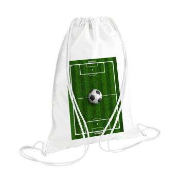 Soccer field, Γήπεδο ποδοσφαίρου, Backpack pouch GYMBAG white (28x40cm)