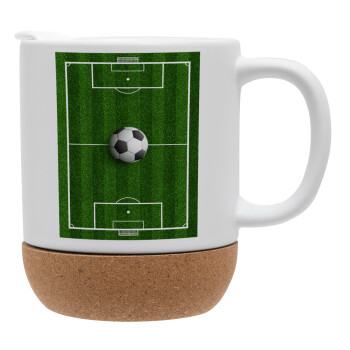 Soccer field, Γήπεδο ποδοσφαίρου, Ceramic coffee mug Cork (MAT), 330ml (1pcs)