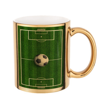 Soccer field, Γήπεδο ποδοσφαίρου, Mug ceramic, gold mirror, 330ml