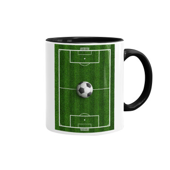 Soccer field, Γήπεδο ποδοσφαίρου, Mug colored black, ceramic, 330ml