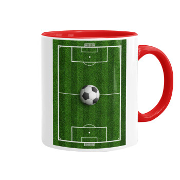 Soccer field, Γήπεδο ποδοσφαίρου, Mug colored red, ceramic, 330ml