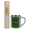 Easter Set, metallic thermal cup (300ml) & aromatic flat Easter candle (30cm) (TURQUOISE)