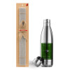 Easter Set, metallic stainless thermos flask (500ml) & scented flat Easter candle (30cm) (GRAY)