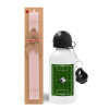 Easter Set, metallic aluminum bottle (500ml) & aromatic flat Easter candle (30cm) (PINK)