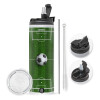 Travel Tumbler 2 Lids, with metal straw & cleaning brush (Stainless steel 304 Food grade, BPA free, 600ml)