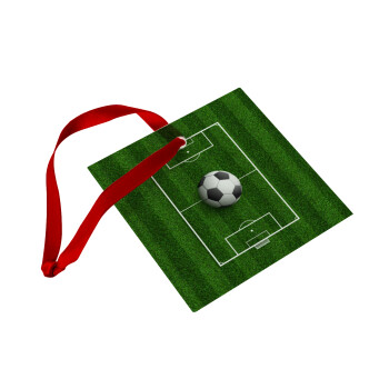 Soccer field, Γήπεδο ποδοσφαίρου, Christmas ornament, glass square ornament 9x9cm