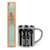 Easter Set, metallic thermal cup (300ml) & aromatic flat Easter candle (30cm) (TURQUOISE)