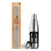 Easter Set, metallic stainless thermos flask (500ml) & scented flat Easter candle (30cm) (GRAY)