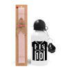 Easter Set, metallic aluminum bottle (500ml) & aromatic flat Easter candle (30cm) (PINK)