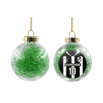 ΟΦΗ εμφάνιση, Transparent Christmas tree ball ornament with green filling 8cm