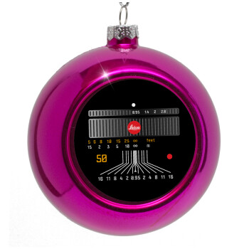 Leica Lens, Purple Christmas tree ornament bauble 8cm