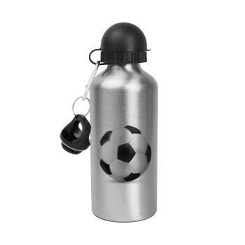 Soccer ball, Metallic water jug, Silver, aluminum 500ml