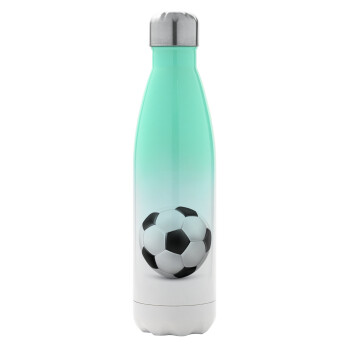 Soccer ball, Metal mug thermos Green/White (Stainless steel), double wall, 500ml