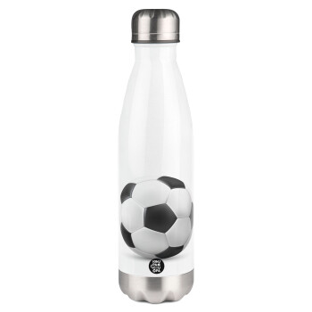 Soccer ball, Metal mug thermos White (Stainless steel), double wall, 500ml