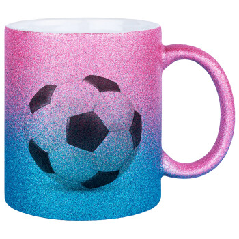 Soccer ball, Κούπα Χρυσή/Μπλε Glitter, κεραμική, 330ml