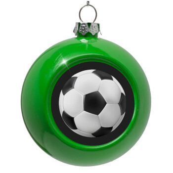 Soccer ball, Green Christmas tree ornament bauble 8cm