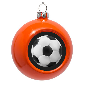 Soccer ball, Orange Christmas tree ornament bauble 8cm