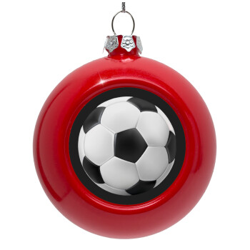 Soccer ball, Red Christmas tree ornament bauble 8cm