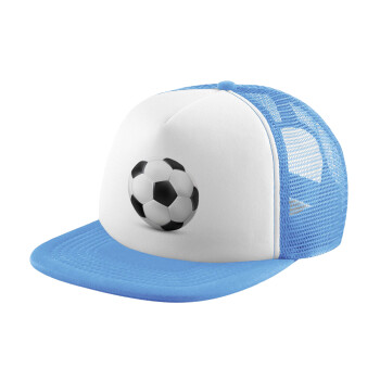 Soccer ball, Καπέλο παιδικό Soft Trucker με Δίχτυ ΓΑΛΑΖΙΟ/ΛΕΥΚΟ (POLYESTER, ΠΑΙΔΙΚΟ, ONE SIZE)