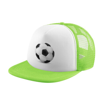 Soccer ball, Καπέλο παιδικό Soft Trucker με Δίχτυ ΠΡΑΣΙΝΟ/ΛΕΥΚΟ (POLYESTER, ΠΑΙΔΙΚΟ, ONE SIZE)