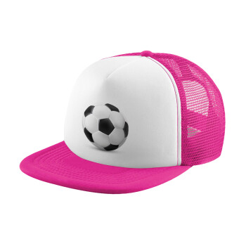 Soccer ball, Καπέλο παιδικό Soft Trucker με Δίχτυ ΡΟΖ/ΛΕΥΚΟ (POLYESTER, ΠΑΙΔΙΚΟ, ONE SIZE)