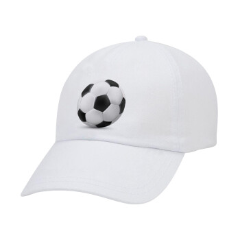 Soccer ball, Καπέλο Ενηλίκων Baseball Λευκό 5-φύλλο (POLYESTER, ΕΝΗΛΙΚΩΝ, UNISEX, ONE SIZE)