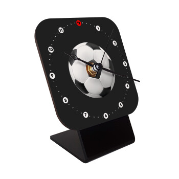 Soccer ball, Quartz Wooden table clock with hands (10cm)