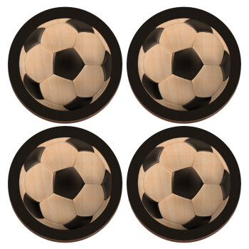Soccer ball, ΣΕΤ x4 Σουβέρ ξύλινα στρογγυλά plywood (9cm)