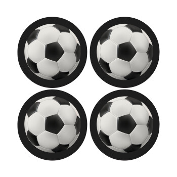 Soccer ball, SET of 4 round wooden coasters (9cm)