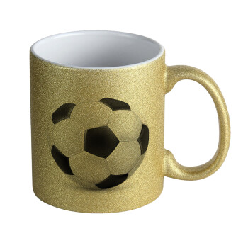 Soccer ball, Κούπα Χρυσή Glitter που γυαλίζει, κεραμική, 330ml