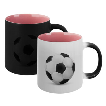 Soccer ball, Κούπα Μαγική εσωτερικό ΡΟΖ, κεραμική 330ml που αλλάζει χρώμα με το ζεστό ρόφημα (1 τεμάχιο)