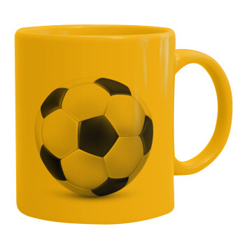 Soccer ball, Ceramic coffee mug yellow, 330ml (1pcs)