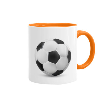 Soccer ball, Mug colored orange, ceramic, 330ml