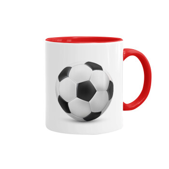 Soccer ball, Mug colored red, ceramic, 330ml